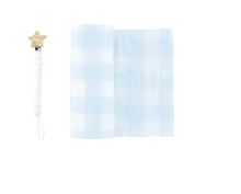 Load image into Gallery viewer, Blue Gingham Swaddle Set
