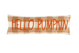 Hello Pumpkin Check Pillow