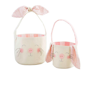 Pink Bunny Canvas Basket