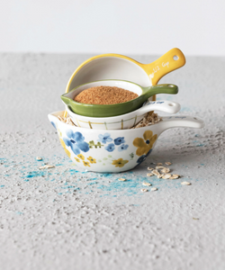 Hand-Painted Stoneware Measuring Cup Set